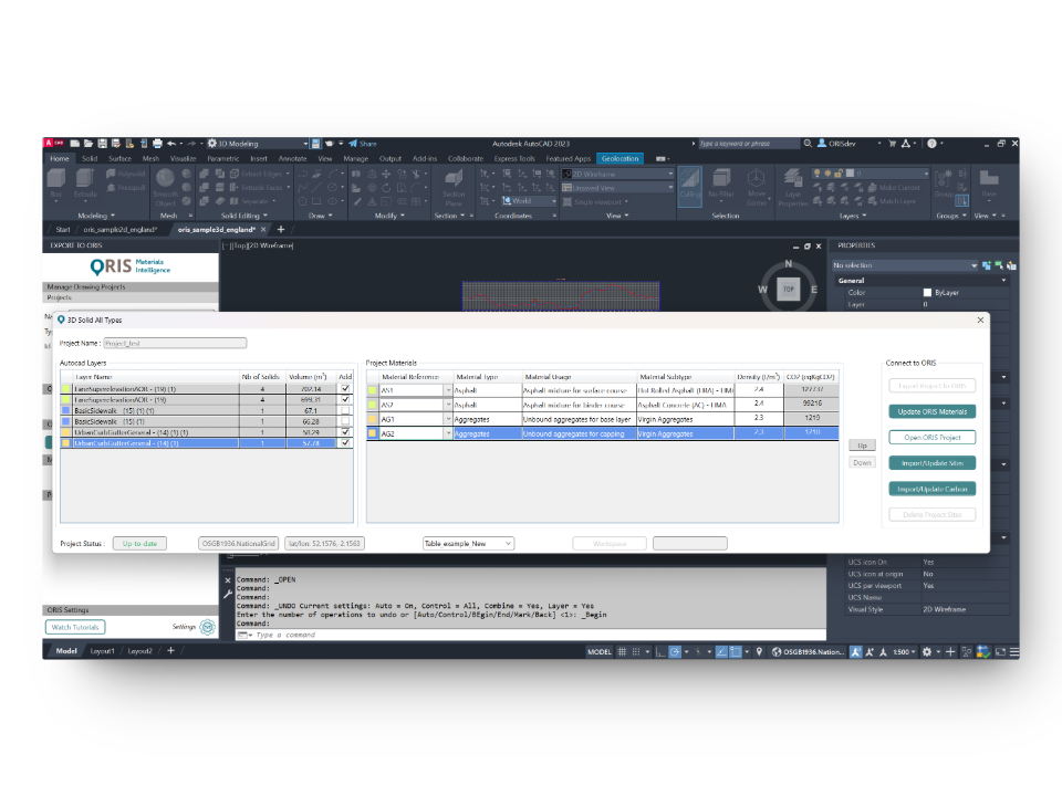 ORIS Civil3D plugin